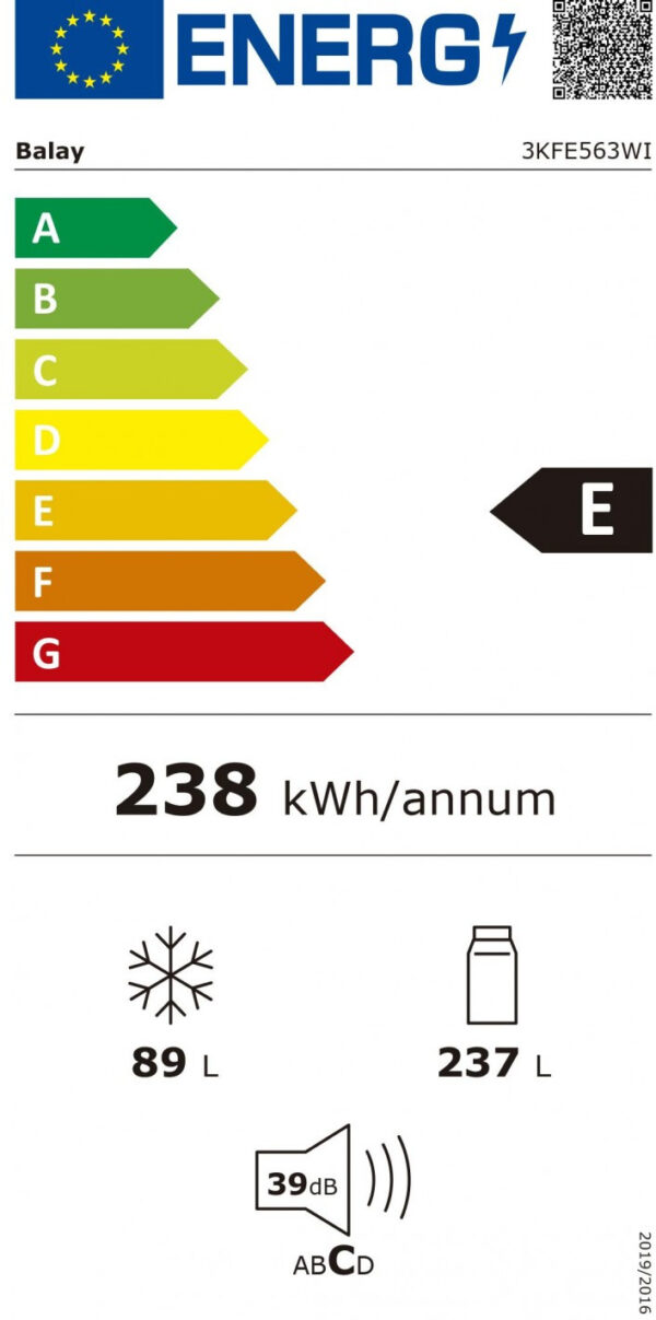 Balay 3KFE563WI Ψυγειοκαταψύκτης 326lt No Frost Υ186xΠ60xΒ66cm Λευκός - Image 2