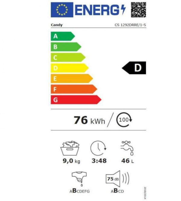 Candy CS 1292DRRE/1-S Πλυντήριο Ρούχων 9kg 1200 Στροφών - Image 2