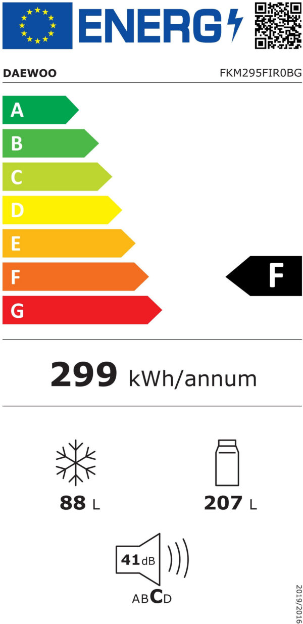 Daewoo FKM295FIR0BG Ψυγειοκαταψύκτης 295lt No Frost Υ186xΠ59.5xΒ60cm Inox - Image 3