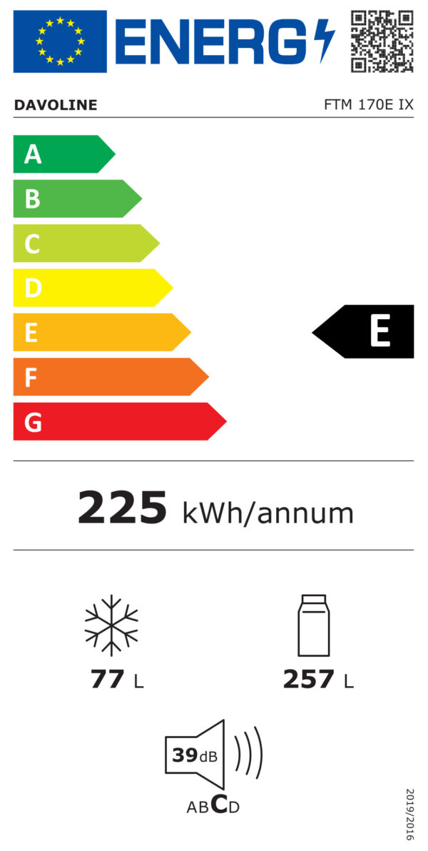 Davoline FTM 170 E IX Δίπορτο Ψυγείο 334lt Full No Frost Υ170xΠ60xΒ67cm Inox - Image 2