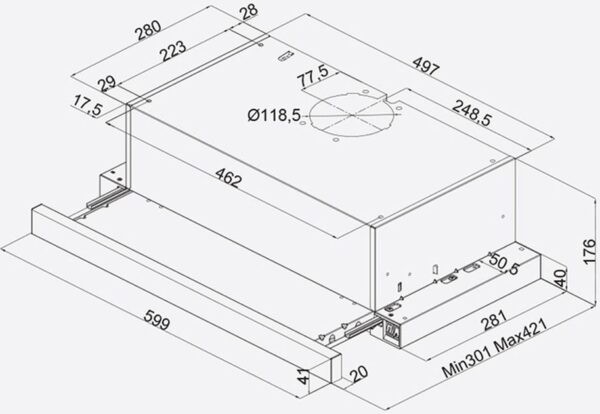 Davoline Spot Q Eco Gr-Ix 060 Συρόμενος Απορροφητήρας 60cm Inox - Image 3