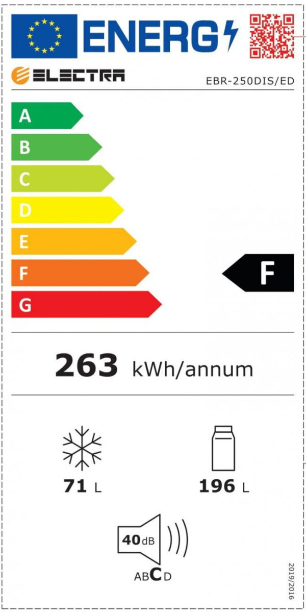 Electra EBR-250DIS/ED Ψυγειοκαταψύκτης 267lt Υ175.7xΠ55xΒ58cm Λευκός - Image 2