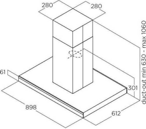 Elica Adele BL MAT/A/90 Απορροφητήρας Νησίδα-Οροφής 90cm PRF0167316 Μαύρος - Image 2