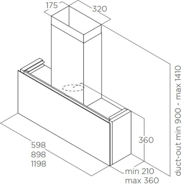 Elica Rules Dekt/F/120 Απορροφητήρας Καμινάδα-Τζάκι 120cm Μαύρος - Image 2