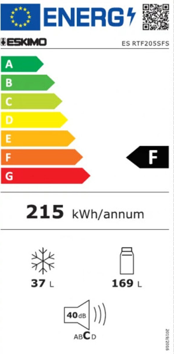 Eskimo ES RTF205SFS Δίπορτο Ψυγείο 206lt Υ143xΠ54.5xΒ55cm Inox - Image 2