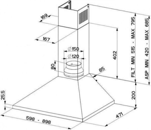 Faber VALUE PB X A60 Απορροφητήρας Καμινάδα-Τζάκι 60cm Inox - Image 2