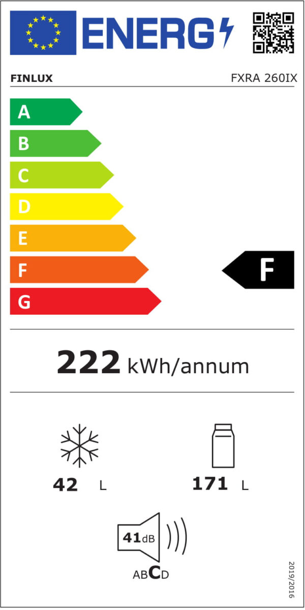 Finlux FXRA 260 IX Δίπορτο Ψυγείο 213lt Υ144xΠ54xΒ57cm Inox - Image 3