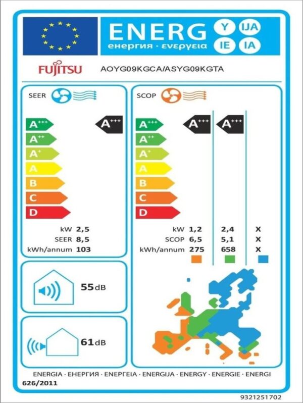 Fujitsu KG ASYG09KGTA/AOYG09KGCA Κλιματιστικό Inverter 9000 BTU A+++/A+++ με Wi-Fi - Image 3