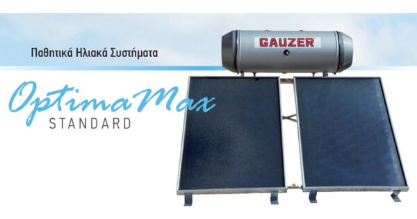 Gauzer Optima Max Standard Ηλιακός Θερμοσίφωνας 100lt 1.5m² Glass Διπλής Ενέργειας