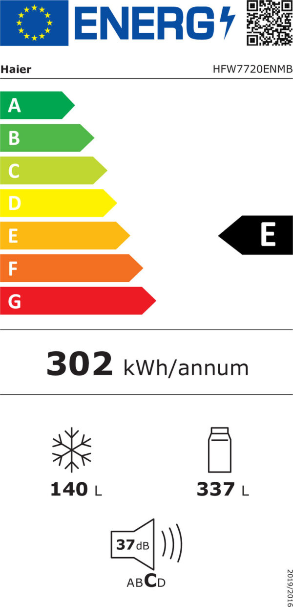 Haier HFW7720ENMB Ψυγείο Ντουλάπα 477lt Full No Frost Υ200.6xΠ70xΒ67.5cm Γκρι - Image 2