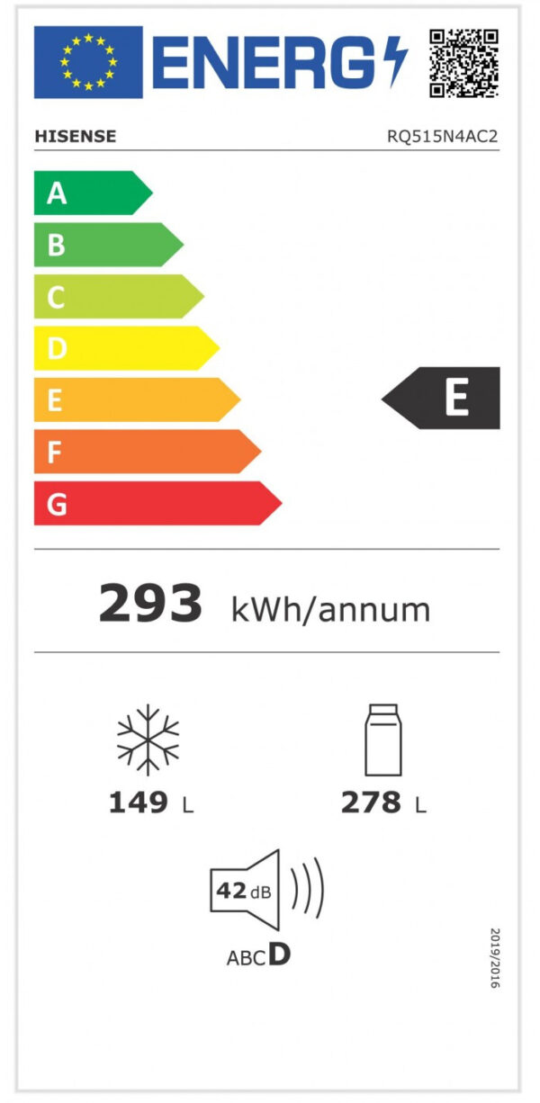 Hisense RQ515N4AC2 Ψυγείο Ντουλάπα 427lt No Frost Υ181.7xΠ79.4xΒ64.3cm Inox - Image 2