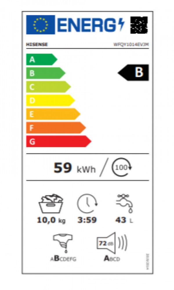 Hisense WFQY1014 EVJM Πλυντήριο Ρούχων 10kg 1400 Στροφών - Image 2