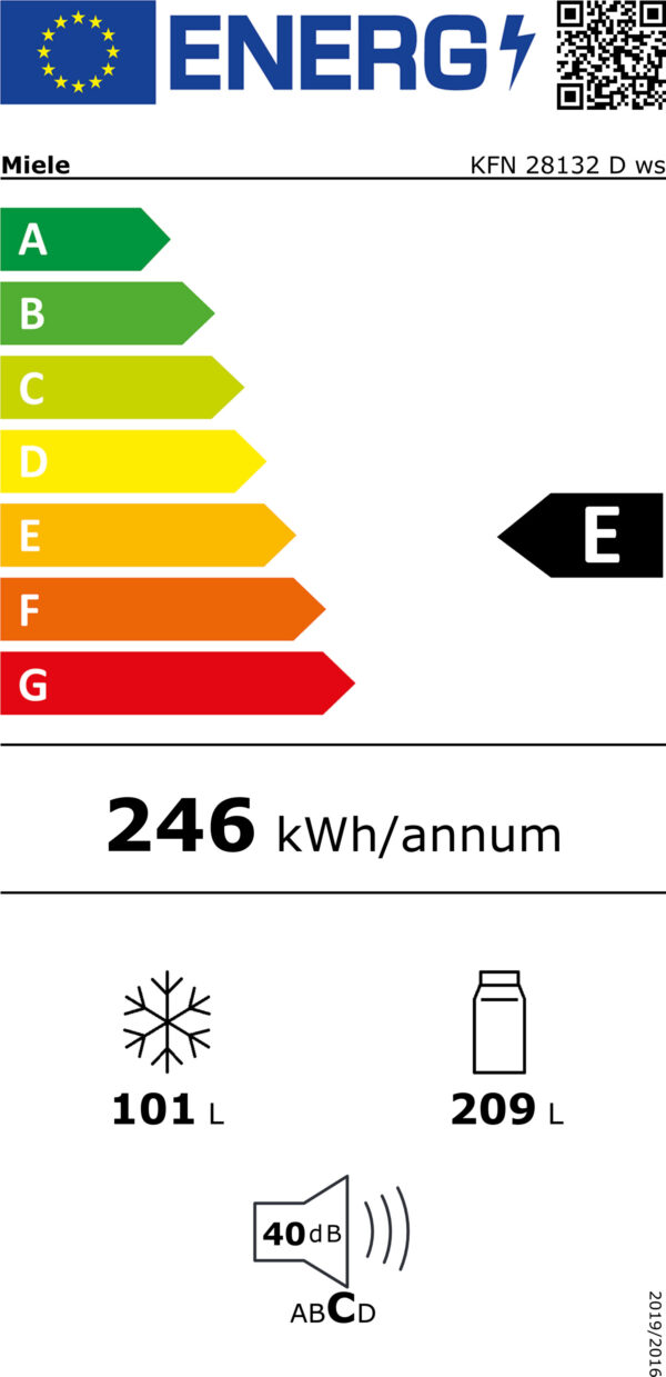 Miele KFN 28132 D WS Ψυγειοκαταψύκτης 310lt No Frost Υ186xΠ60xΒ65.7cm Λευκός - Image 2