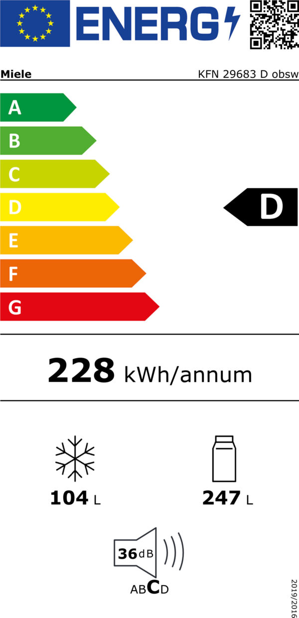 Miele KFN 29683DOBSW Ψυγειοκαταψύκτης 351lt No Frost Υ201.1xΠ60xΒ68.5cm Μαύρος - Image 3