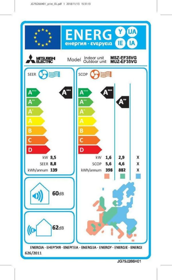 Mitsubishi Electric MSZ/MUZ-EF35VGK-S Κλιματιστικό Inverter 12000 BTU A+++/A+++ με Wi-Fi - Image 2
