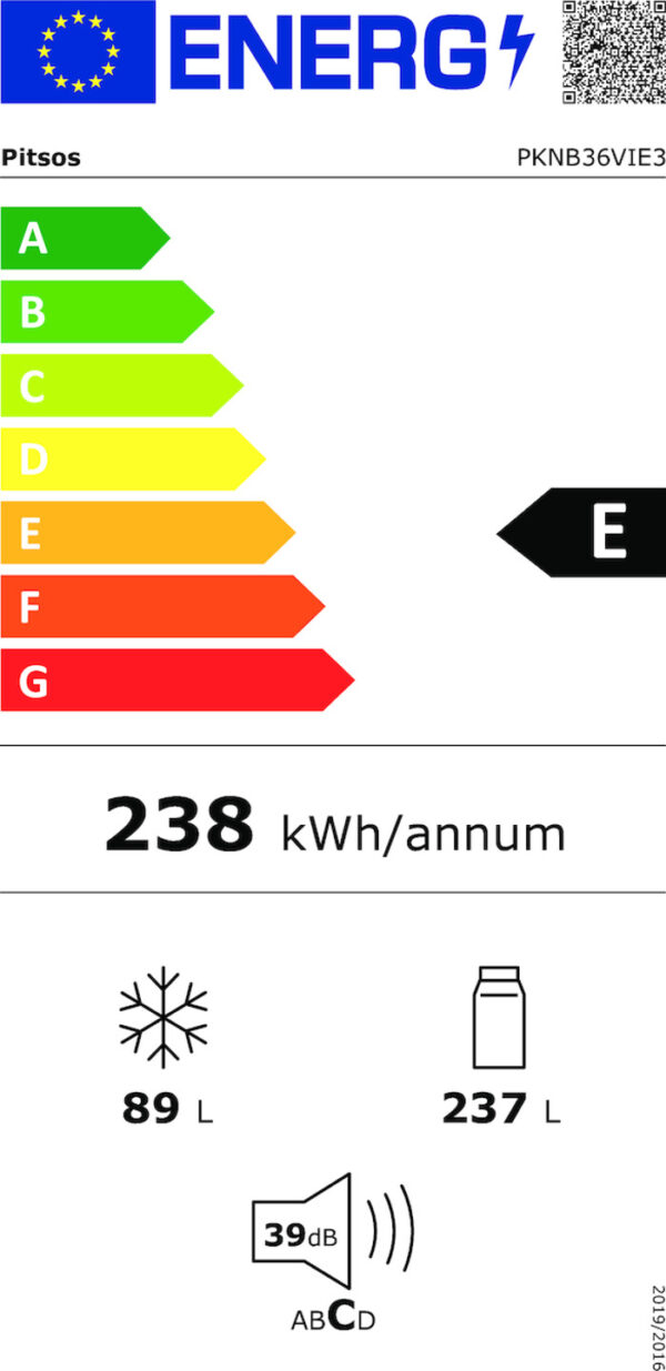 Pitsos PKNB36VIE3 Ψυγειοκαταψύκτης 326lt Full No Frost Υ186xΠ60xΒ66cm Inox - Image 13