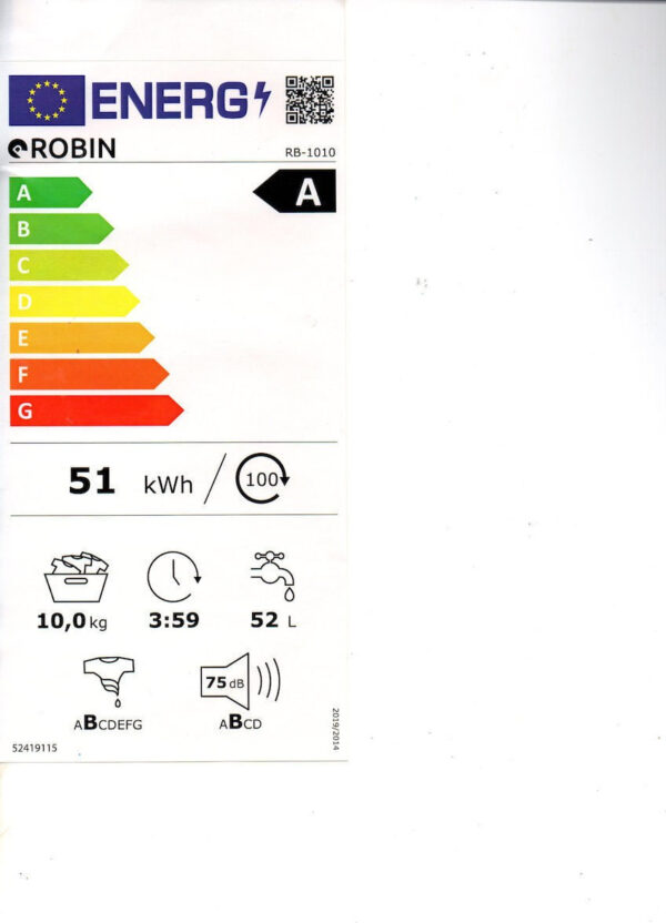 Robin RB-1010 Πλυντήριο Ρούχων 10kg 1400 Στροφών - Image 2