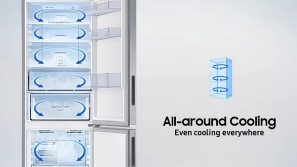 Samsung RB31HSR2DSA Ψυγειοκαταψύκτης 306lt Full No Frost Υ185xΠ59.5xΒ66.8cm Inox: All-Around Cooling