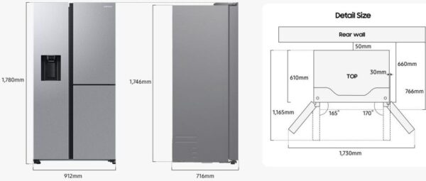 Samsung RH68B8821S9 Ψυγείο Ντουλάπα 627lt No Frost Υ178xΠ91.2xΒ71.6cm Inox - Image 2