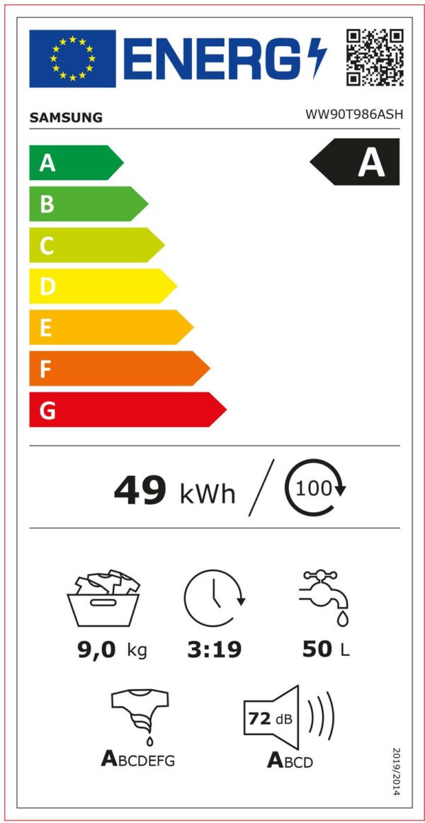 Samsung WW90T986ASH Πλυντήριο Ρούχων 9kg 1600 Στροφών - Image 2