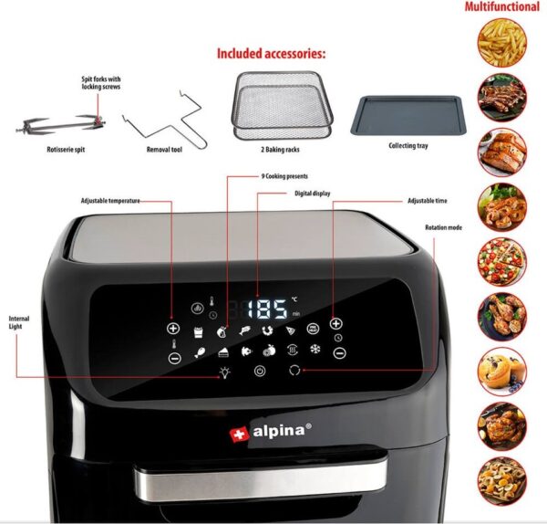 Alpina Home and Kitchen 1800W Air Fryer 12lt - Image 2