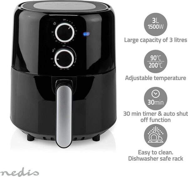 Nedis KAAF130BK Air Fryer 3lt - Image 2