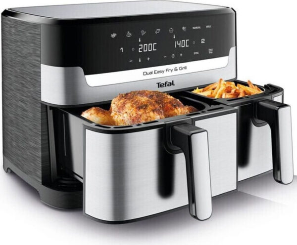 Tefal Dual Easy Grill EY905D Air Fryer 8.3lt με Διπλό Κάδο - Image 3